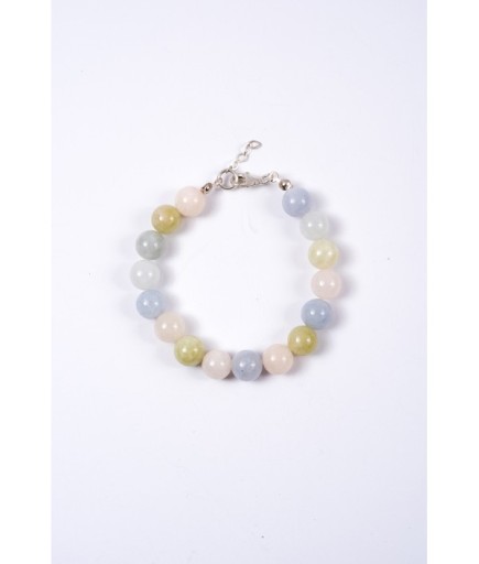 Heliodor, Morganit & Pembe Kuvars Bileklik – 925 Ayar Gümüş