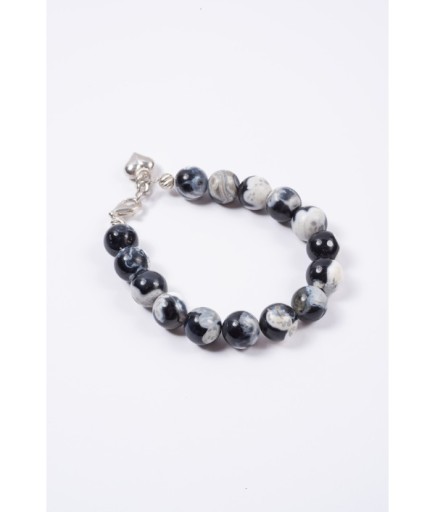 Zebra Jasper Doğal Taş Bileklik – Gümüş Detaylı 