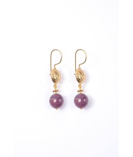 Altın Kaplama Antik Yakut Küpe